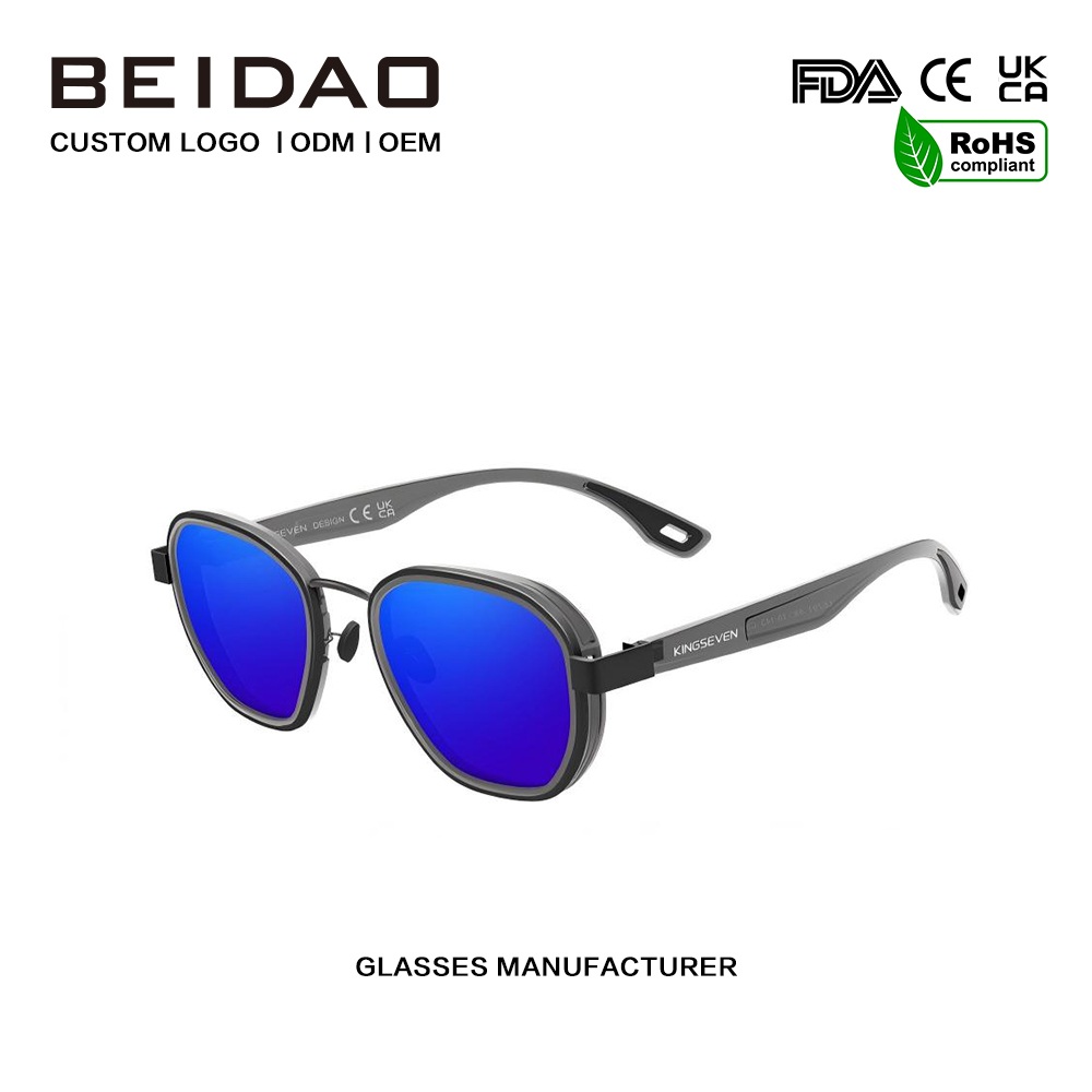 Dark Blue Ordo Reflective Aluminium Polarized Sunglasses