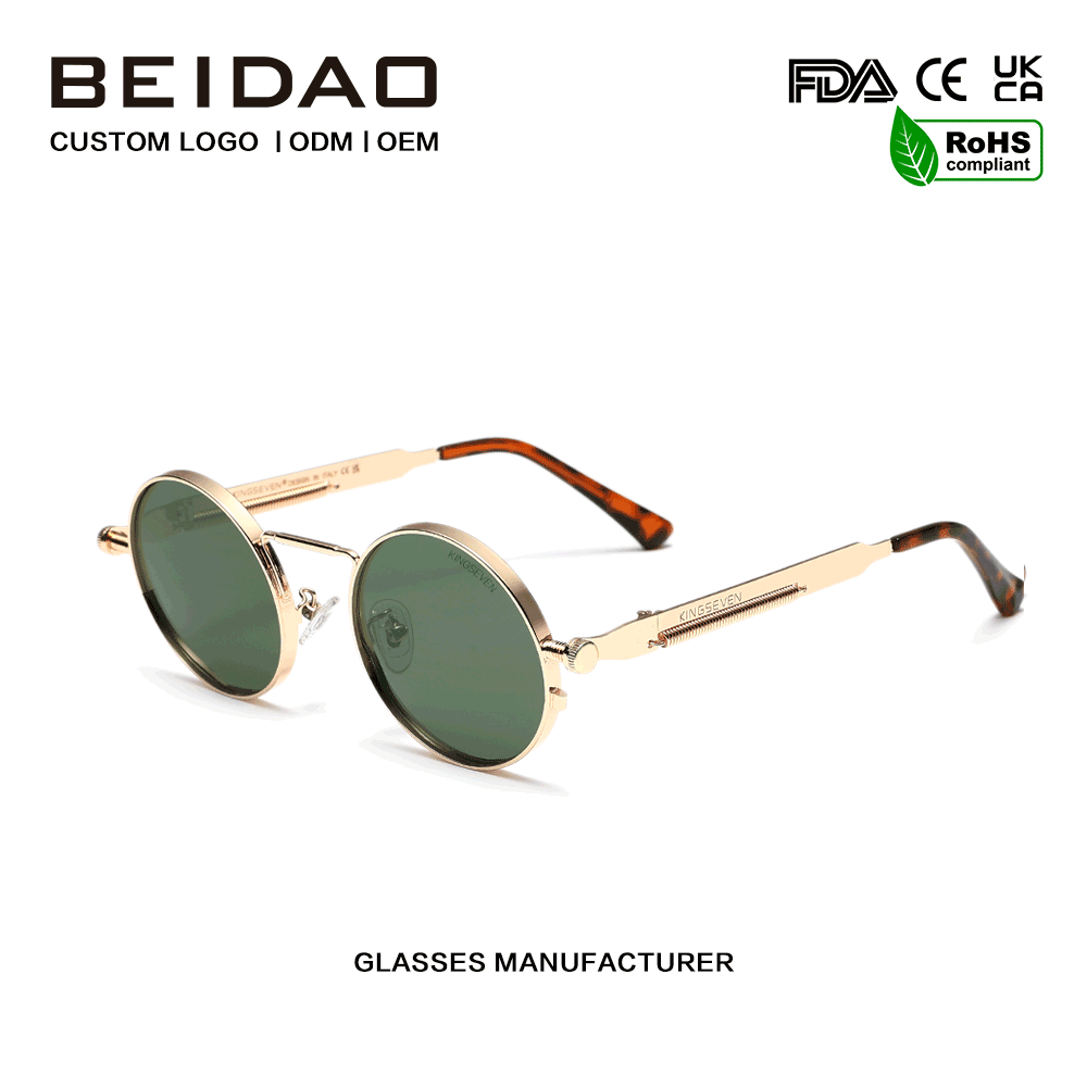 Designer UV400 praesidium Green Polarized Metal Frame Sunglasses