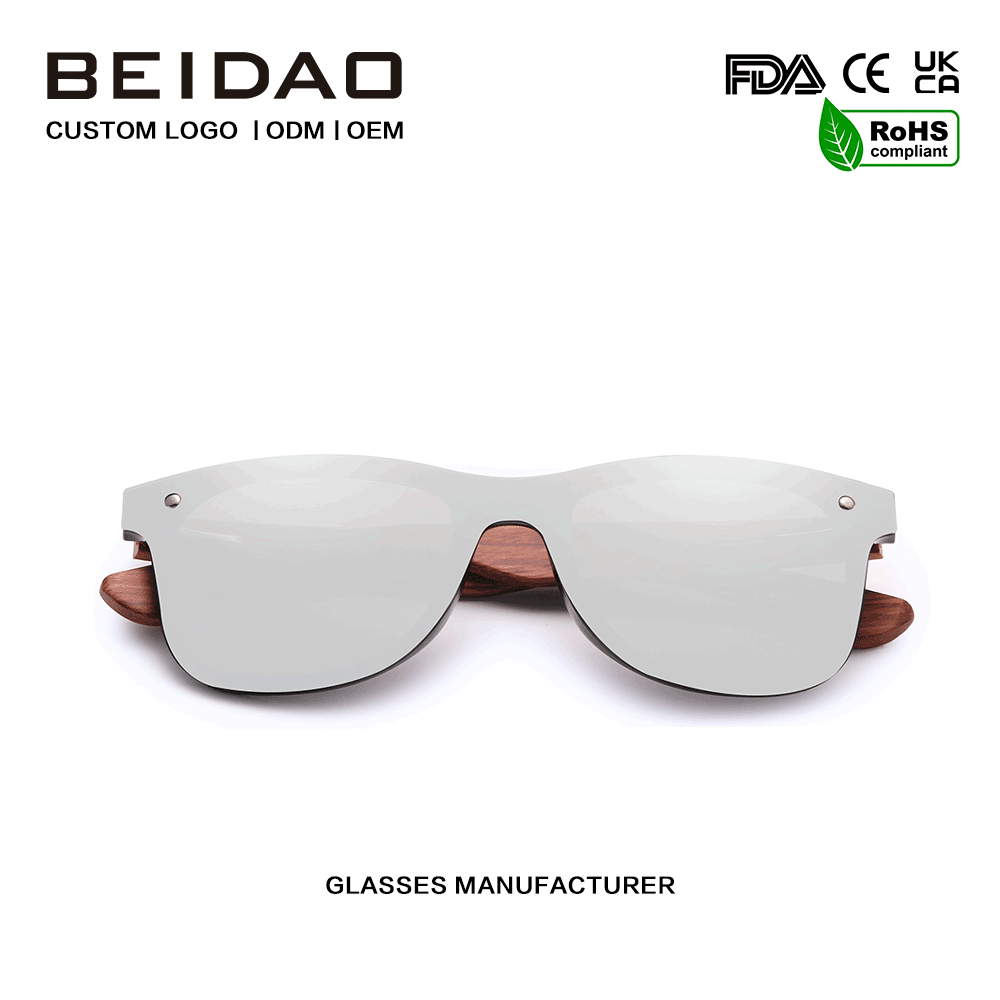 Modern Originale Bubinga Wood Silver Polarized Sunglasses