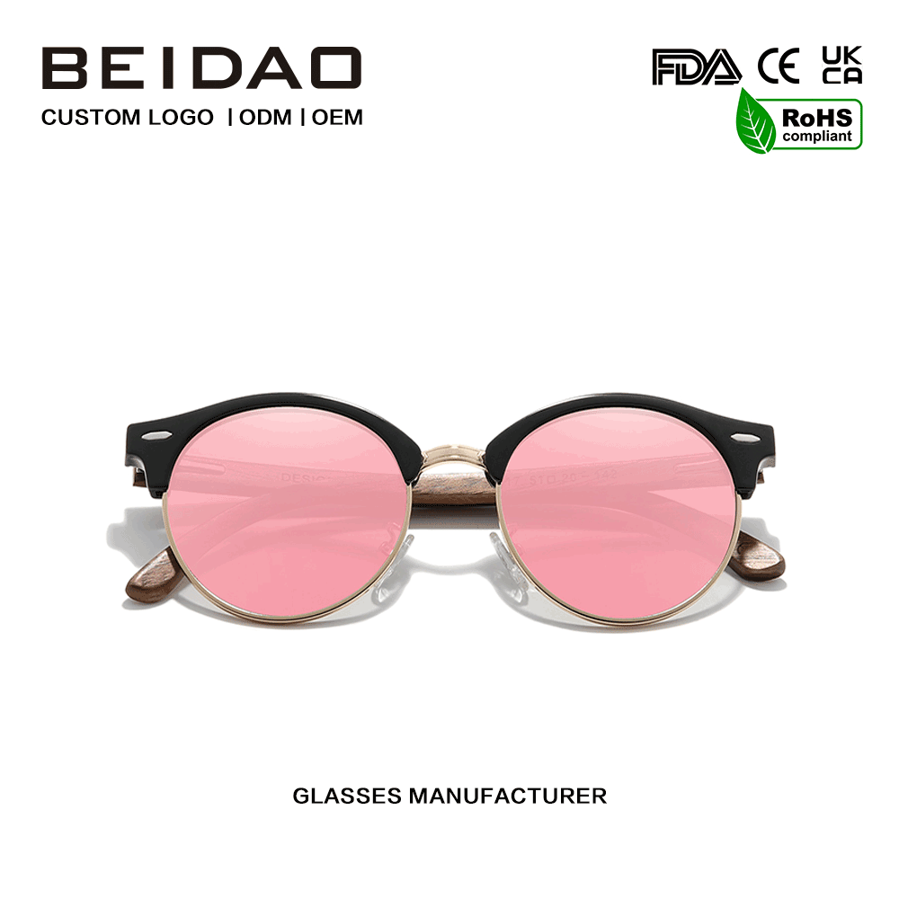 Moderni iuglandis Wooden UV400 Praesidium Sunglasses incessus