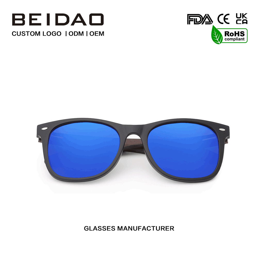 Unisex Blue Wooden iuglandis TR90 ocularia nulla incessus