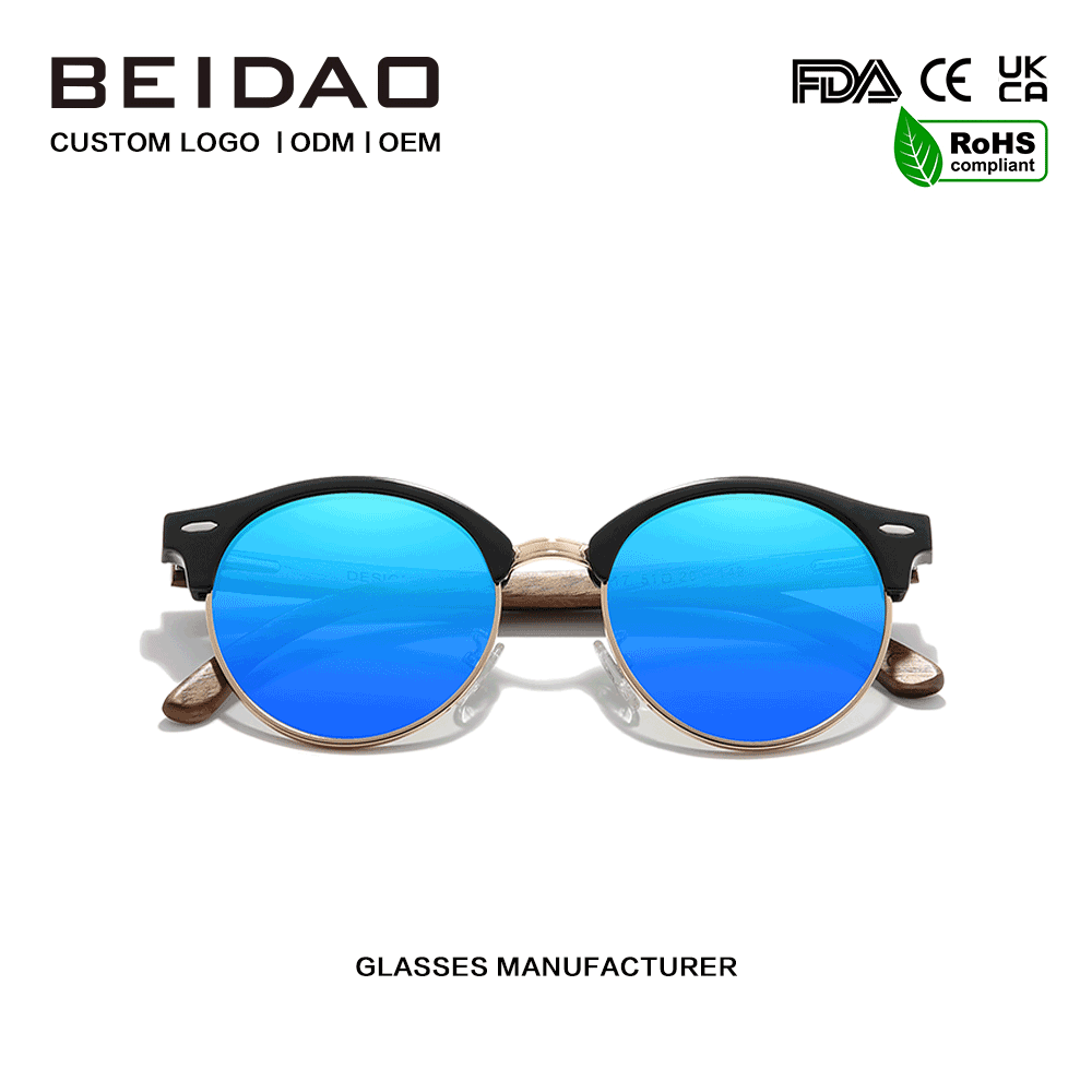 Nucis ligneus circa UV400 Blue Polarized ocularia